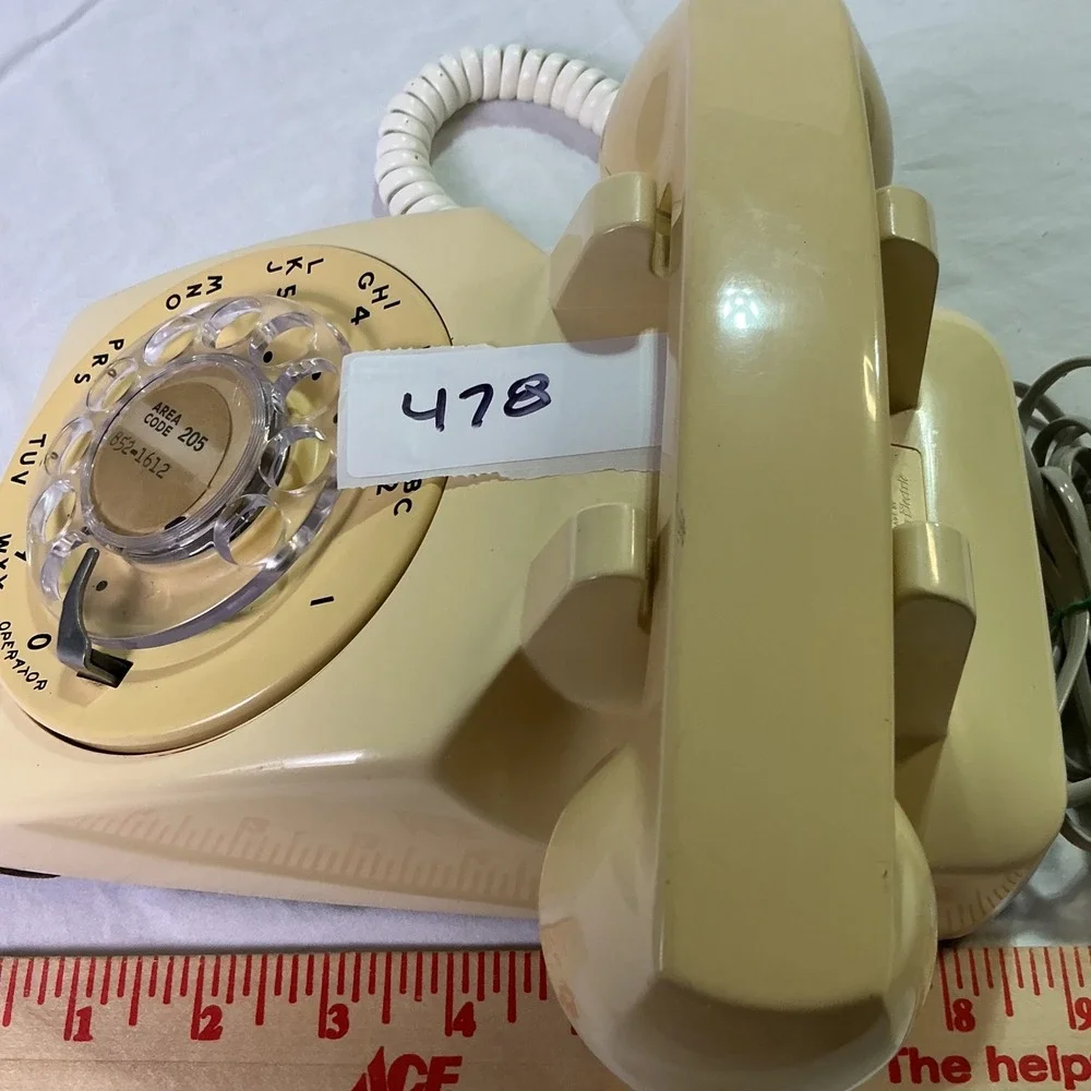 Vintage Bell System Western Electric Rotary Desk Telephone Beige Cream USA